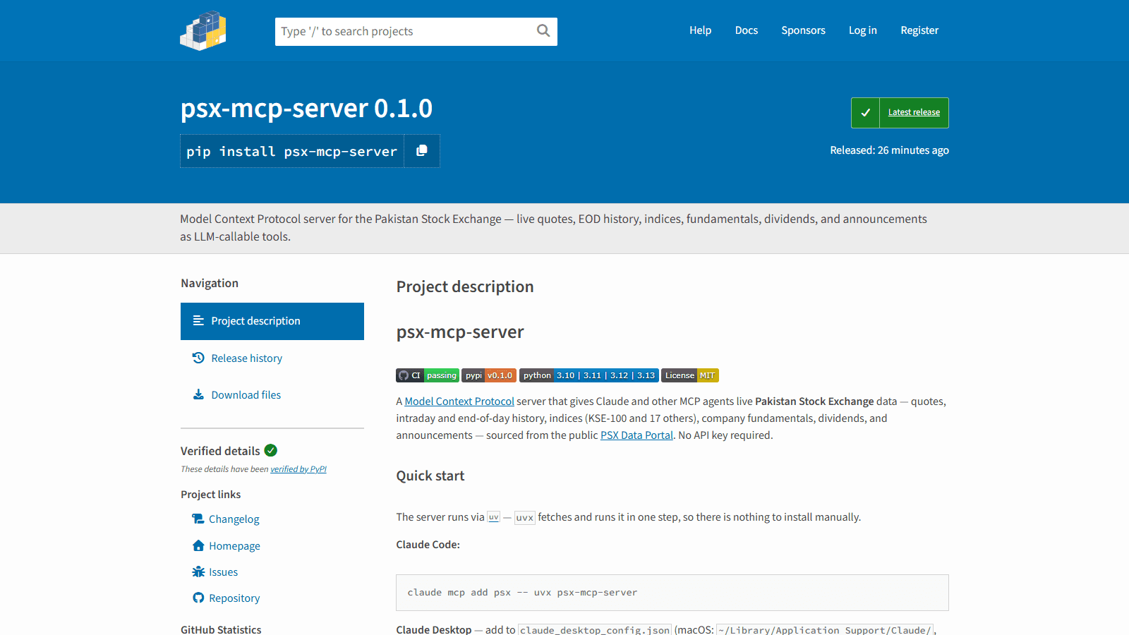PSX MCP Server screenshot
